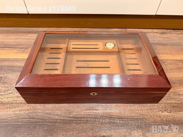 Луксозен дървен хумидор за пури с хигометър, снимка 2 - Други - 52035237