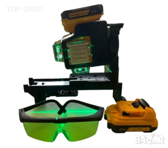 Лазерен 3D -  360 градуса нивелир с 2 батерии 12V 3 AH, 3 лъча, снимка 3 - Гедорета - 49368416