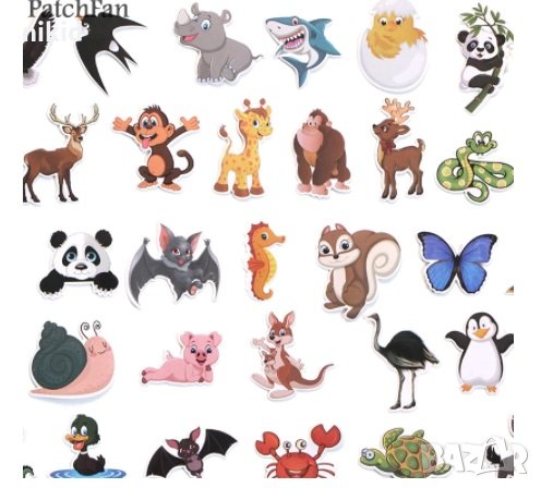 2 вид 50 бр Микс Животни самозалепващи лепенки стикери за украса декор картонена торта и др парти, снимка 3 - Други - 32702228