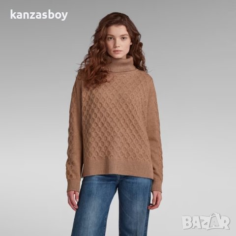 g-star cable turtle knit - страхотен дамски пуловер  КАТО НОВА, снимка 2 - Блузи с дълъг ръкав и пуловери - 43186570