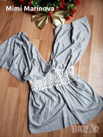 Блузка с ръкав тип "Прилеп" И имитация колан от дантела 🌹 65% памук 35% полиестер