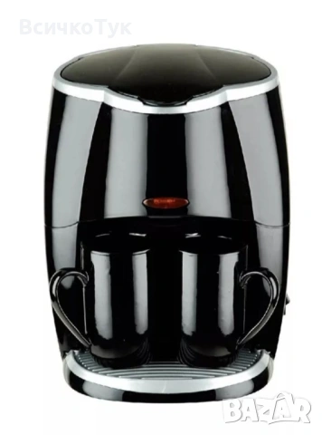 ✨Кафемашина с 2 чаши Rosberg R51170A, 450W, Разглобяем филтър, Черен 