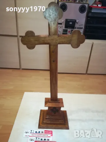 ДЪРВЕН КРЪСТ С ОСНОВА 50СМ 1011241621, снимка 3 - Антикварни и старинни предмети - 47914721