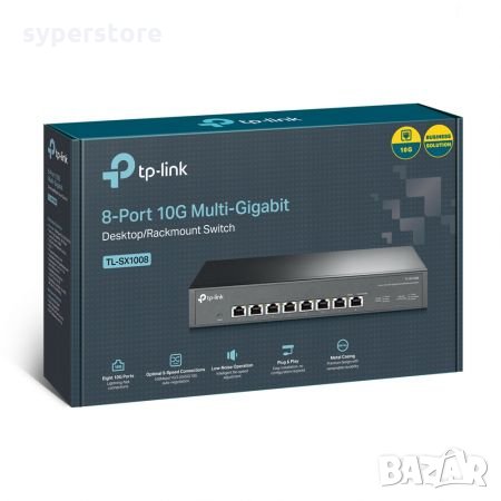Суич TP-Link TL-SX1008 8-портов 10G Настолен комутатор 160Gbps, снимка 4 - Суичове - 34689484
