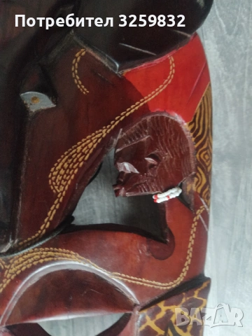 Ръчно изработена африканска племенна дървена маска - южноафрикански произход, снимка 2 - Декорация за дома - 53399952