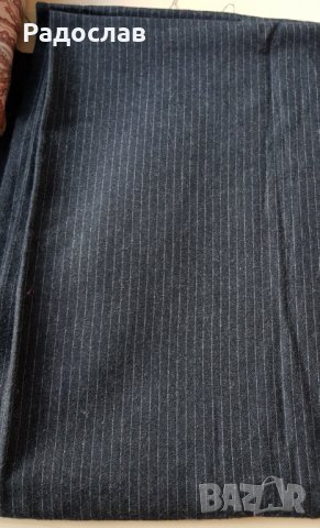 Плат за сако панталон пола лукс черен на райета габардин плътен, снимка 2 - Платове и дамаски - 36765961