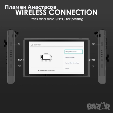 Безжичен контролер за Nintendo Switch/Lite/OLED с вибрация и жироскоп, снимка 5 - Nintendo конзоли - 52502152