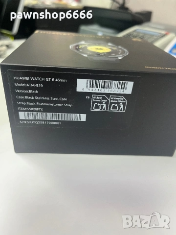 Смарт часовник HUAWEI WATCH GT 6 Black ATM-B19F Black Fluoroelastomer Strap 46 MM, GPS, ПУЛСОМЕР, SP, снимка 7 - Смарт часовници - 53437590