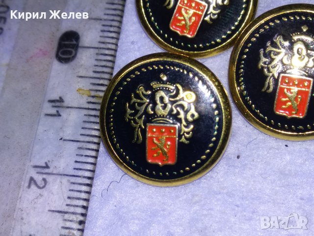 ТРИ СТАРИ ЕМАЙЛИРАНИ МЕТАЛНИ КОПЧЕТА с КРАСИВ ГЕРБ ХЕРАЛДИКА и ПОЗЛАТА 41043, снимка 5 - Колекции - 43553081