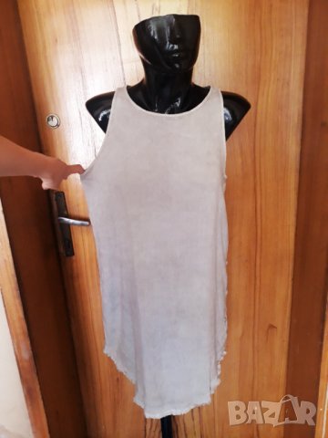 Сива широка рокля с реснички С/М, снимка 1 - Рокли - 33382133