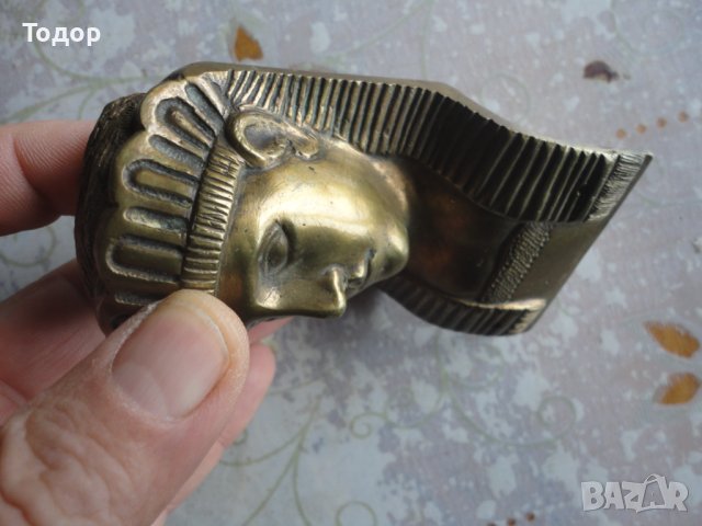 Старинна бронзова пластика фигура фараон бог, снимка 3 - Антикварни и старинни предмети - 42998847