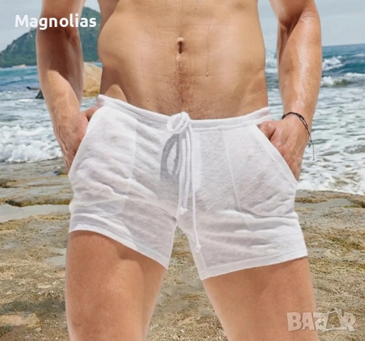 Секси прозрачни тънки шорти за мъже, плажни ежедневни дишащи, снимка 11 - Бельо - 52923171