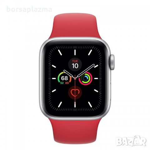 APPLE WATCH SILVER ALUMINUM CASE WITH RED SPORT BAND 40MM SERIES 5