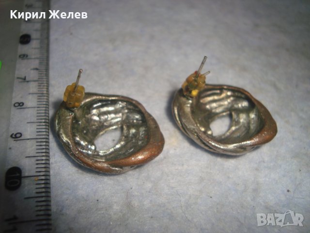 СТАРИ ПОСРЕБРЕНИ ЛАКИРАНИ РЕТРО - ВИНТИДЖ АРТ ДЕКО СТИЛ ОБЕЦИ 29491, снимка 4 - Обеци - 37787207