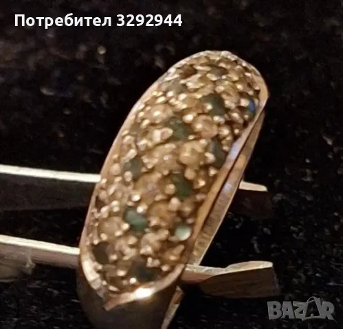 Сребърен пръстен с малки изумруди, снимка 2 - Пръстени - 39423562