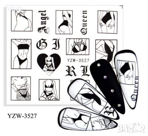 YZW-3527 женко тяло бельо Angel Queen слайдер ваденки водни стикери за нокти маникюр татос