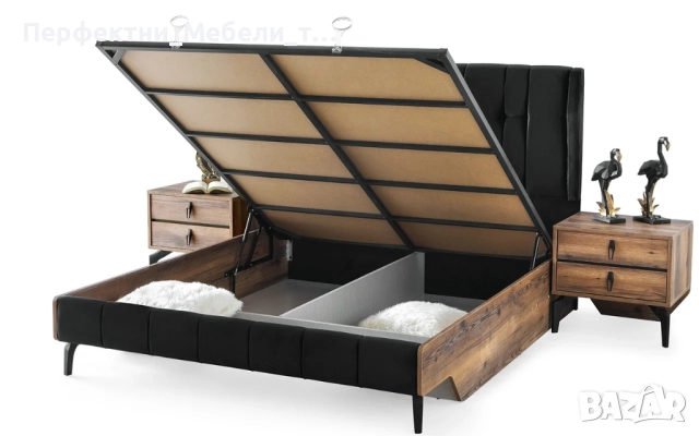 Цялостно обзавеждане за спалня-гардероб,спалня с механизъм,огледало,скрин,нощни шкафчета, снимка 4 - Спални и легла - 51921741