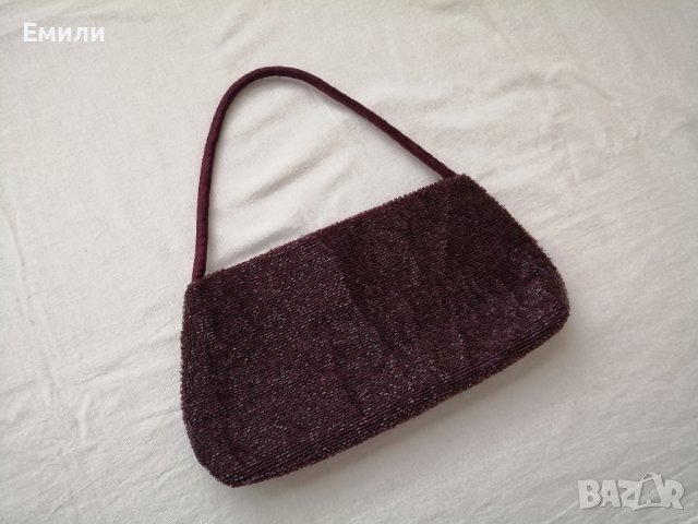 Accessorize малка дамска чанта с мъниста във виолетов цвят - със забележки, снимка 5 - Чанти - 43946030