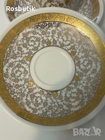 Луксозен позлатен порцеланов сервиз за кафе , снимка 3 - Сервизи - 53379524
