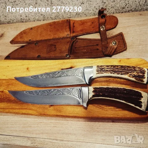 Ловни масивни ножове с дръжки от еленов рог, снимка 14 - Ножове - 49869257