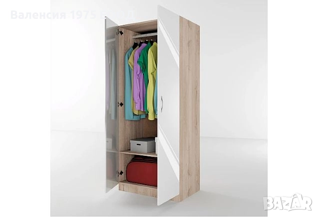 Двукрил гардероб Сити 1001 сонома, орех или комбинация бяло/ арвен, снимка 10 - Гардероби - 18797137