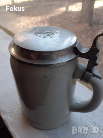 Стара немска колекционерска халба с капак керамика 1965г, снимка 4 - Антикварни и старинни предмети - 53444516