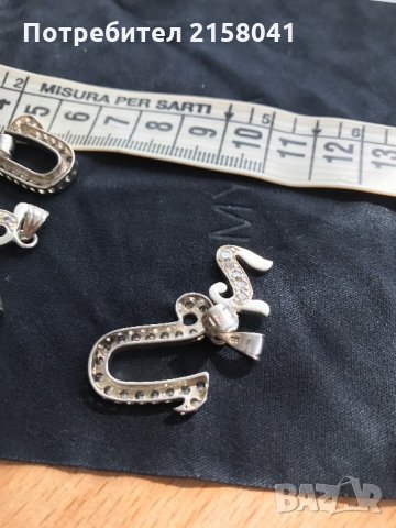Сребърни букви медальони за колиета синджири с циркони, снимка 9 - Колиета, медальони, синджири - 28304304