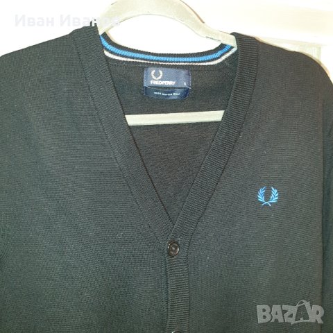 Fred Perry  жилетка с копчета от мериносова вълна размер S, снимка 3 - Пуловери - 43869686