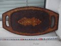 Поднос стар дървен пирографиран, снимка 2