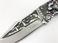 Руски сгъваем джобен нож с калъф"Тайга"/Вълк/Акула сталь 65х13, снимка 2