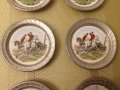 Нови! Старинни немски чинии ловна тематика рисуван порцелан и калай, чиния чинийки, снимка 6