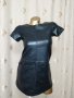 XS ,Черна кожена къса рокля с къс ръкав , снимка 1 - Рокли - 43014356