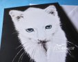 Картичка "Бяло коте" / котка, животни, принт, графика, снимка 2
