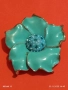 АРТ БРОШКА с ТЮРКОАЗЕНО ЕМАЙЛИРАНО ЦВЕТЕ и КРИСТАЛИ 28545, снимка 5