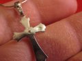 сребърен синджир с кръст, разпятие Христово, Исус Христос с циркон, снимка 3