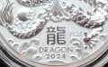 Сребърна монета, австралийски лунар, Дракон, 2024 г., снимка 7