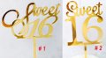 Sweet 16 години златен твърд Акрил топер за торта украса декорация надпис Рожден ден