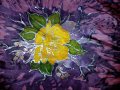 Шал коприна с ръчно рисувано цвете, снимка 1 - Шалове - 37706485