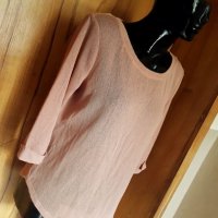 Бледо оранжева блуза на ситна плетка на дупки Л, снимка 3 - Блузи с дълъг ръкав и пуловери - 26741352