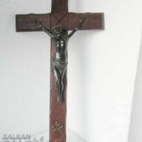 много голям 70см Стар кръст религия разпятие метал и дърво, снимка 3 - Други ценни предмети - 28872491