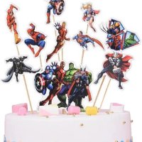 Avengers герои Отмъстителите Капитан Америка Хълк картонени топери украса декор клечки торта мъфини, снимка 1 - Други - 44054021