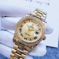 Унисекс часовник Rolex Day-Date Champagne 18К Gold с автоматичен механизъм, снимка 5 - Мъжки - 38207196
