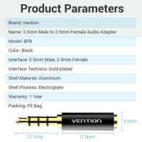  Audio адаптер 3.5mm M / 2.5mm F Black Metal - Vention BFBB0, снимка 4 - Други - 43416676