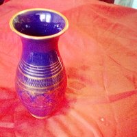 Стара красива керамична ваза с позлата , снимка 2 - Антикварни и старинни предмети - 37286463