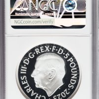 2023 George II - 2oz £5 - NGC PF70 First Releases - Възпоменателна Сребърна Монета, снимка 2 - Нумизматика и бонистика - 43772658