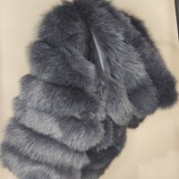 Палто от естествен косъм в тъмно син цвят, снимка 7 - Якета - 38721395