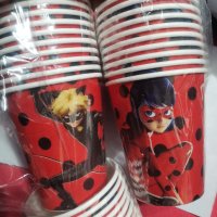 Калинката и Черния котарак miraculous ladybug 10 бр картонени чаши чашки парти рожден ден, снимка 4 - Други - 20757480