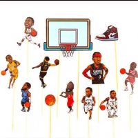 Баскетболен кош и играчи Баскетболисти картонени топери сет украса за торта мъфини парти баскетбол, снимка 1 - Други - 27815633