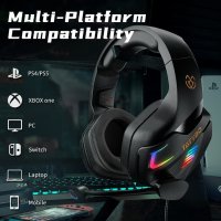 Геймърски слушалки Tatybo с микрофон за PC PS4 PS5 Xbox One Series X/S Switch, PS4 слушалки със супе, снимка 4 - Слушалки и портативни колонки - 39752782