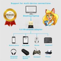 USB Bluetooth 5.1 адаптер Handsfree Безжичен Приемник предавател 2.4 GHz за Лаптоп PC мишка аудио бл, снимка 15 - Други - 40821318